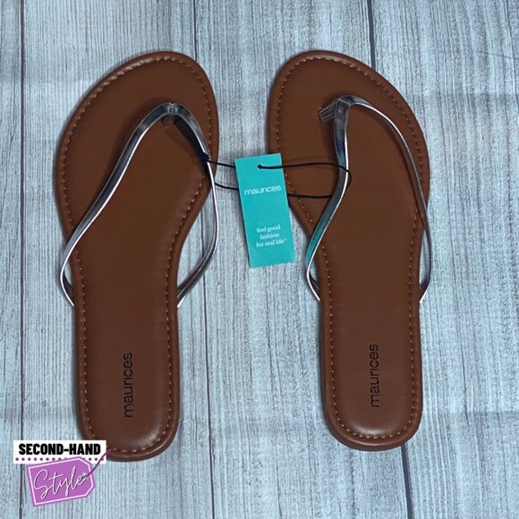 Flat Silver Thong Sandal - Picture 1 of 2